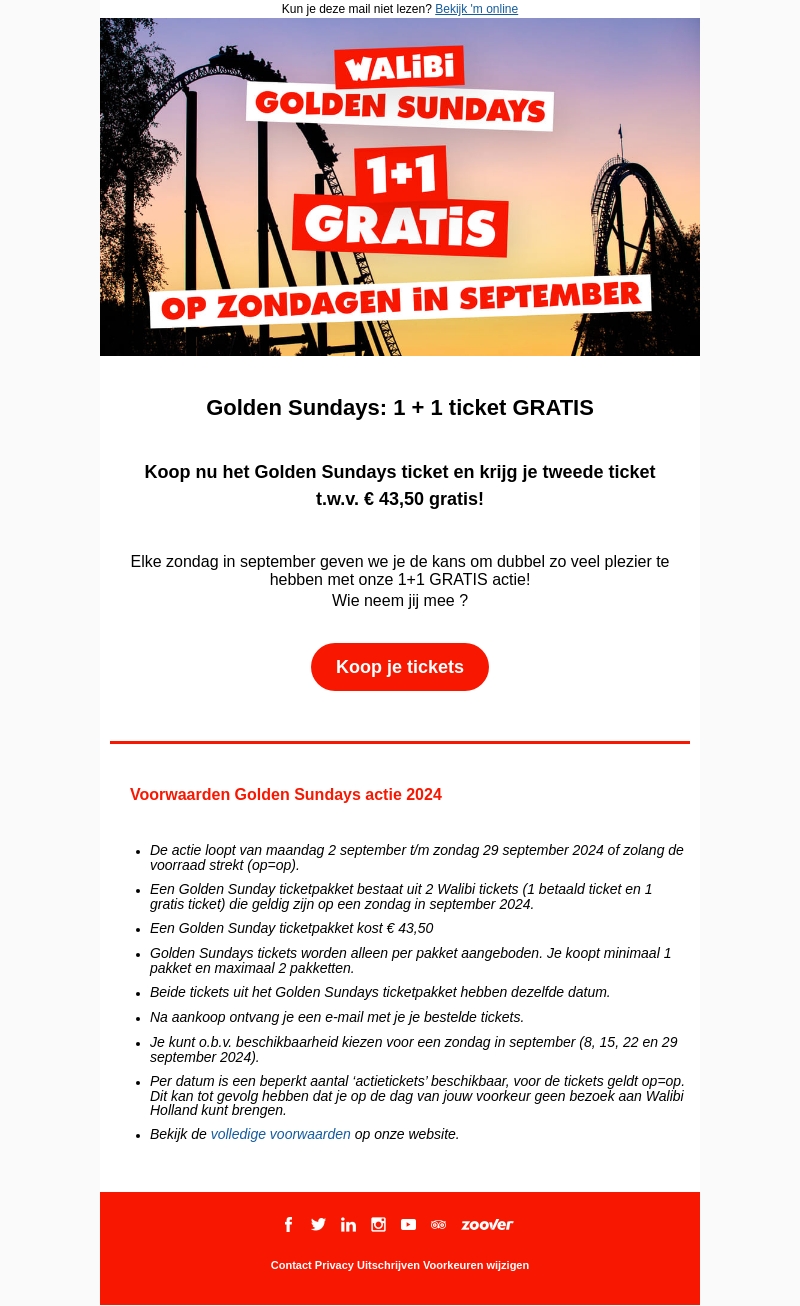 Golden Sundays: 1+1 ticket gratis! ☀️ Golden Sundays: 1+1 ticket gratis! ☀️