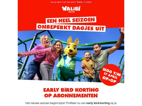 Early bird-korting op jouw abonnement 🎢