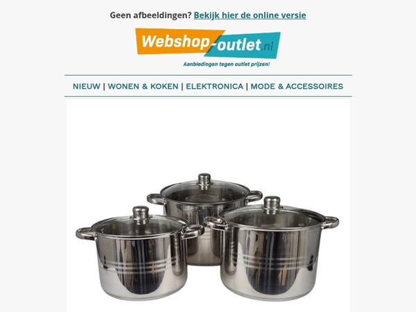 Soeppannen Set / Kunstplant Palm / Jumpstarter / Noodradio / Emma Matrassen