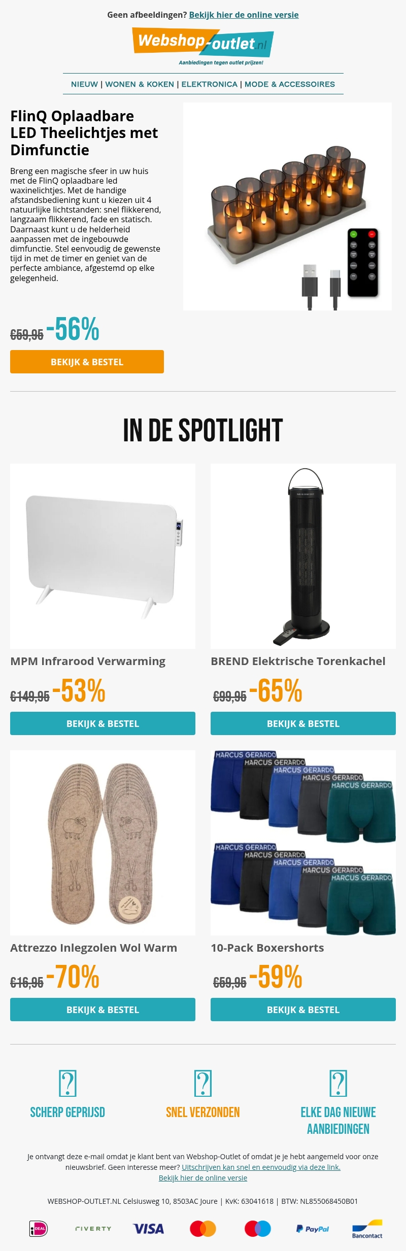 Oplaadbare Led Tealights / MPM Paneelheater / 10-pack Boxershorts van Marcus Gerardo / Wollen Inlegzolen / Brend Heater Oplaadbare Led Tealights / MPM Paneelheater / 10-pack Boxershorts van Marcus Gerardo / Wollen Inlegzolen / Brend Heater