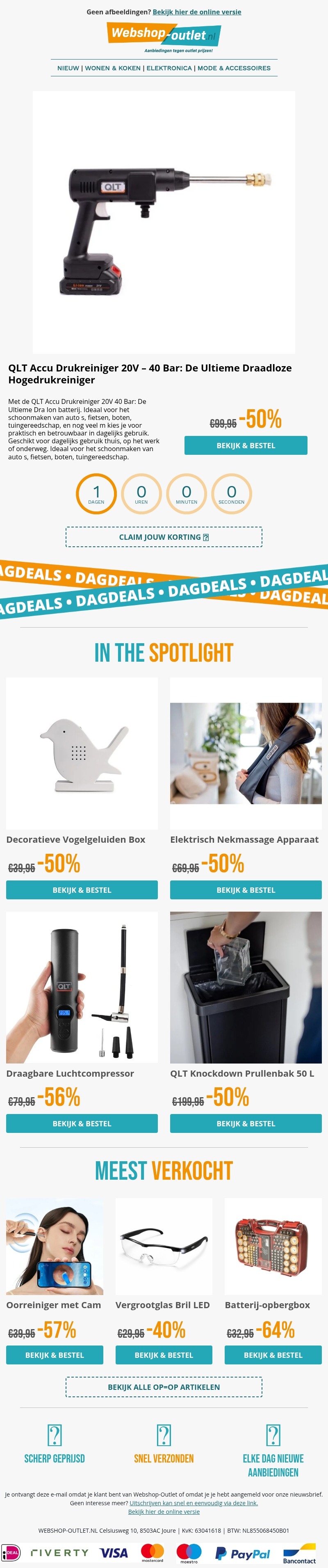 QLT Items - Draadloze Hogedrukreiniger / Decoratieve Vogel met Vogelgeluiden / Nekmassage / Draadloze Luchtcompressor / En meer.. QLT Items - Draadloze Hogedrukreiniger / Decoratieve Vogel met Vogelgeluiden / Nekmassage / Draadloze Luchtcompressor / En meer..