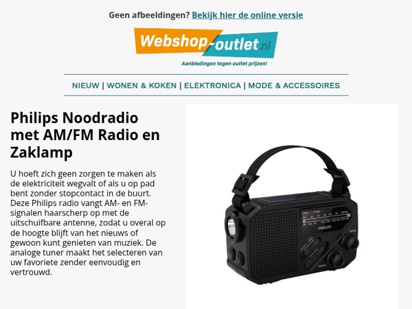 Philips Noodradio / Wild Camera / Carbon Heater / Brend Puzzelmap / Emma Matrassen