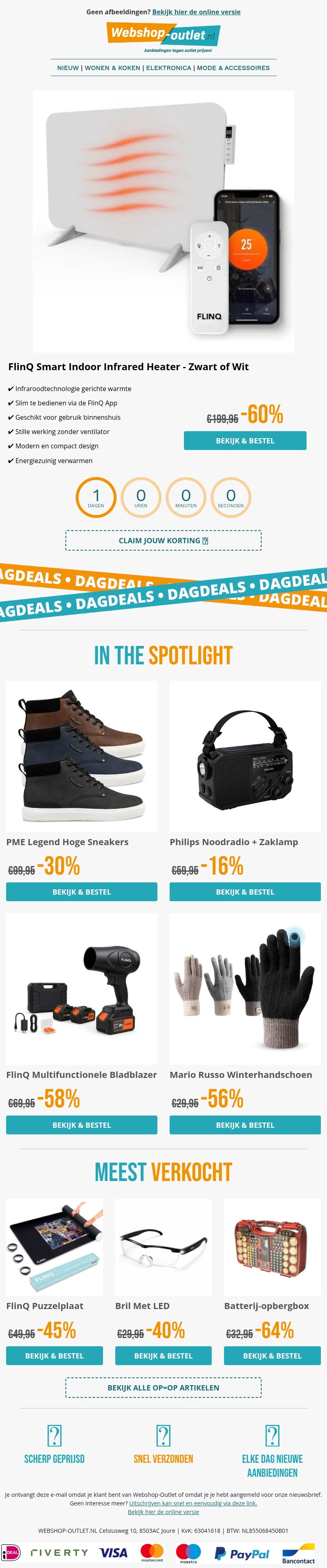 FlinQ Heater / Mario Russo Handschoenen / Philips Noodradio / Multifunctionele Bladblazer / Brend Mini Kettingzaag FlinQ Heater / Mario Russo Handschoenen / Philips Noodradio / Multifunctionele Bladblazer / Brend Mini Kettingzaag