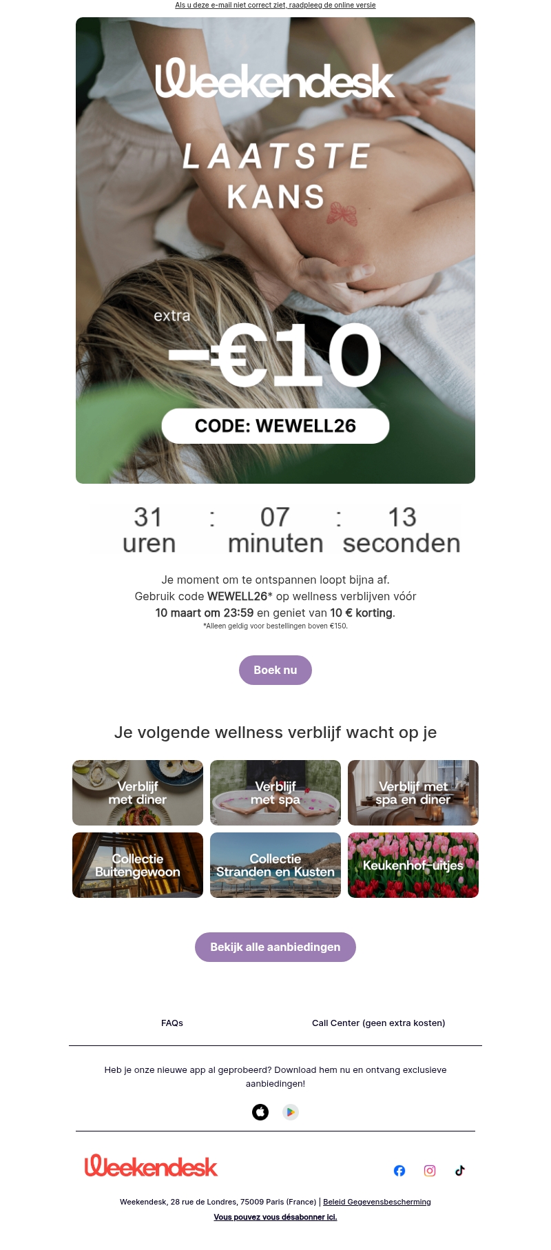Laatste kans: 10 € korting op wellness verblijven Laatste kans: 10 € korting op wellness verblijven