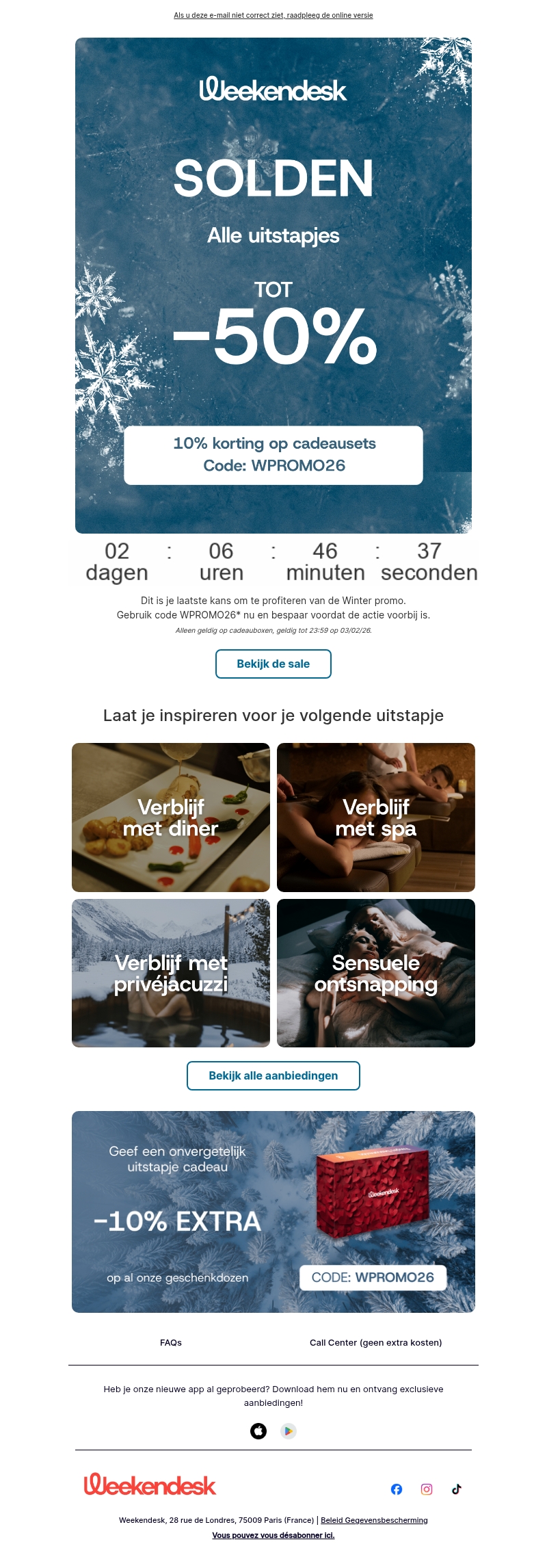WINTER PROMO: tot -50% korting! Laatste kans WINTER PROMO: tot -50% korting! Laatste kans
