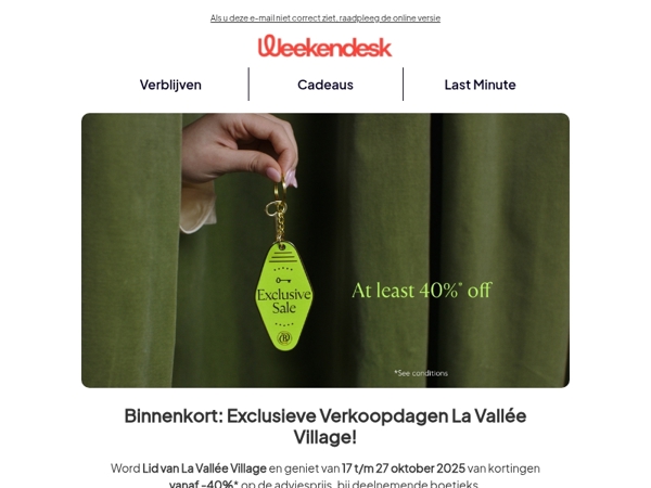 Tot -40% tijdens de exclusieve kortingsdagen van La Vallée Village!