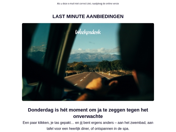🚗 Last minute uitjes: vanaf €61 voor twee