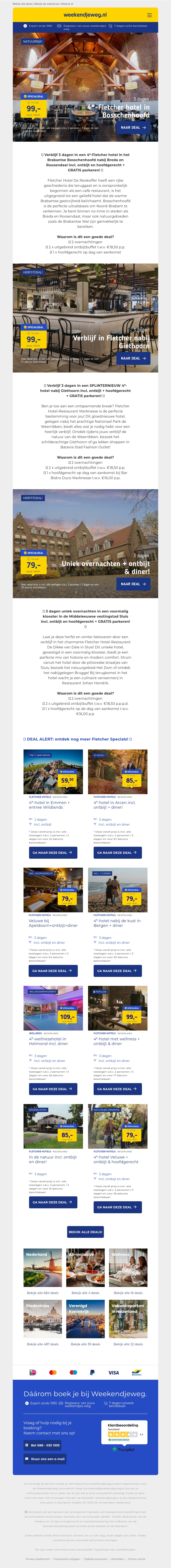 💥 3x Fletcher SPECIALS: 3 dgn in een 4*-Fletcher hotel + ontbijt + hoofdgerecht + GRATIS parkeren vanaf €79 pp! 💥 3x Fletcher SPECIALS: 3 dgn in een 4*-Fletcher hotel + ontbijt + hoofdgerecht + GRATIS parkeren vanaf €79 pp!
