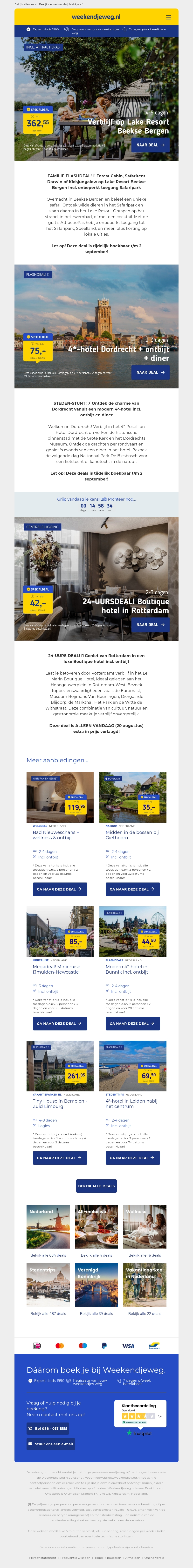🔥 3x MEGA FLASHDEALS! ⏰ Lake Resort Beekse Bergen €362,55 | 4*-hotel Dordrecht + ontbijt + diner €75 | Luxe boutiquehotel Rotterdam + ontbijt €42 🔥 3x MEGA FLASHDEALS! ⏰ Lake Resort Beekse Bergen €362,55 | 4*-hotel Dordrecht + ontbijt + diner €75 | Luxe boutiquehotel Rotterdam + ontbijt €42