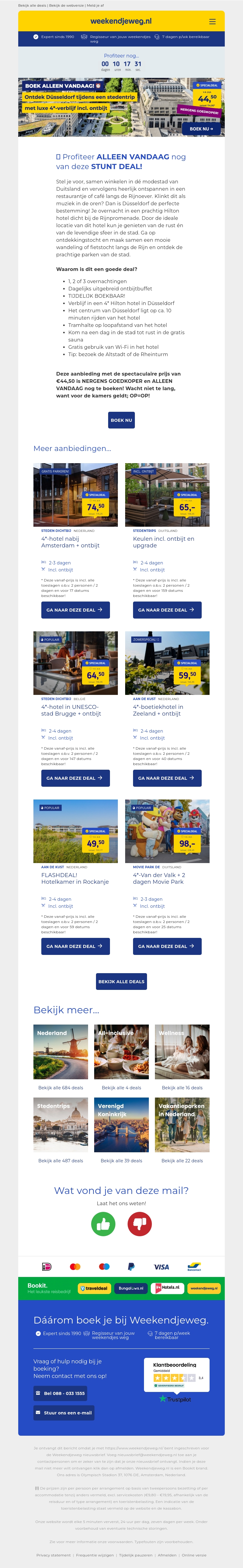 ⚠️ Boek ALLEEN VANDAAG: 2/3 dgn HILTON Düsseldorf + ontbijt €44,50 p.p.! 😱 ⚠️ Boek ALLEEN VANDAAG: 2/3 dgn HILTON Düsseldorf + ontbijt €44,50 p.p.! 😱