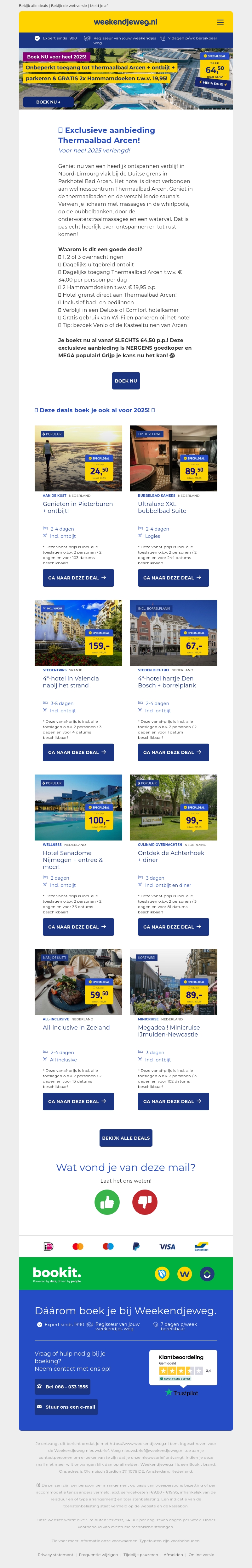 ๐ฅ Boek NU voor heel 2025: Thermaalbad Arcen + GRATIS hammamdoeken & GRATIS parkeren + ontbijt โฌ64,50 p.p.! ๐ฑ๐คฏ ๐ฅ Boek NU voor heel 2025: Thermaalbad Arcen + GRATIS hammamdoeken & GRATIS parkeren + ontbijt โฌ64,50 p.p.! ๐ฑ๐คฏ