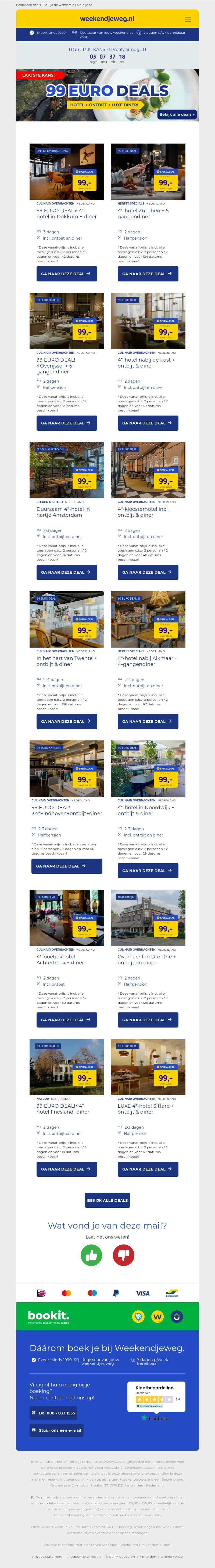 ⚠ LAATSTE KANS! ⏰ 99 euro deals incl. 4*-hotel + ontbijt + LUXE diner! 🤯 ⚠ LAATSTE KANS! ⏰ 99 euro deals incl. 4*-hotel + ontbijt + LUXE diner! 🤯