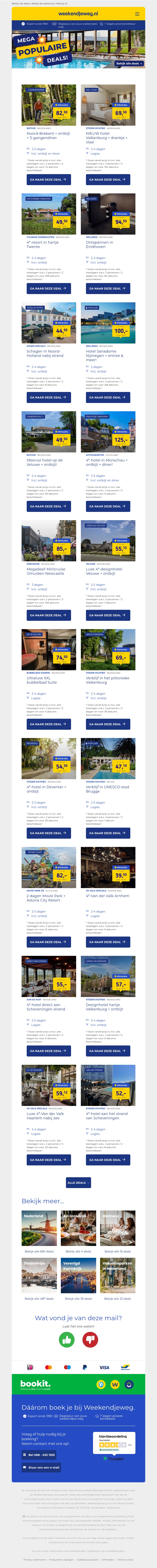 💥 Mega POPULAIRE deals! 💥 Noord-Brabant + ontbijt + 3-gangendiner €82,50 | NIEUW hotel Valkenburg + drankje + vlaai €69,50 | 4*-resort in hartje Twente + ontbijt €49,50 & MEER! 💥 Mega POPULAIRE deals! 💥 Noord-Brabant + ontbijt + 3-gangendiner €82,50 | NIEUW hotel Valkenburg + drankje + vlaai €69,50 | 4*-resort in hartje Twente + ontbijt €49,50 & MEER!