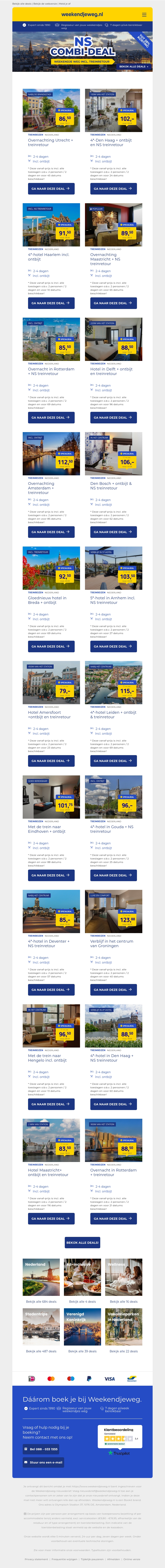 🚉 NS Combi-Deal: weekendje weg incl. treinretour + ontbijt vanaf €85 pp! 🔥 🚉 NS Combi-Deal: weekendje weg incl. treinretour + ontbijt vanaf €85 pp! 🔥
