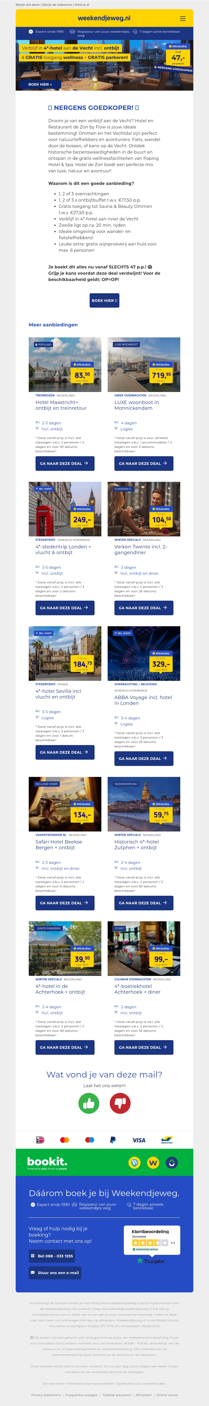 🌟 Superdeal: 4*-hotel aan de Vecht incl. ontbijt & GRATIS wellness + parkeren SLECHTS 47 p.p.! 🤯 🌟 Superdeal: 4*-hotel aan de Vecht incl. ontbijt & GRATIS wellness + parkeren SLECHTS 47 p.p.! 🤯