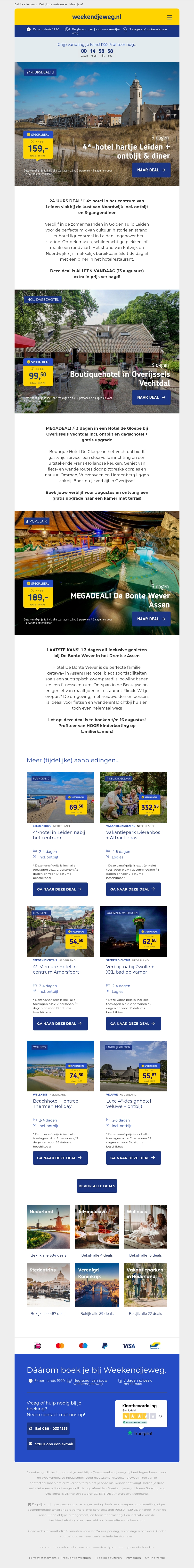 ⏰ Vandaag boeken = EXTRA korting! 😱 4*-hotel hartje Leiden nabij Noordwijk + ontbijt + 3-gangendiner 159 EUR pp! ⏰ Vandaag boeken = EXTRA korting! 😱 4*-hotel hartje Leiden nabij Noordwijk + ontbijt + 3-gangendiner 159 EUR pp!