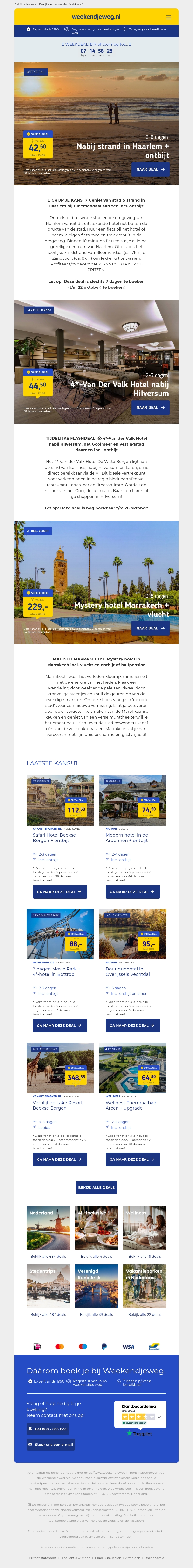 đ WEEKDEAL: Haarlem + ontbijt 42,50 p.p. | đą VAN DER VALK FLASHDEAL: Hilversum + ontbijt 44,50 p.p. |⨠MYSTERY DEAL: Marrakech + vlucht + ontbijt 229 p.p.! đ WEEKDEAL: Haarlem + ontbijt 42,50 p.p. | đą VAN DER VALK FLASHDEAL: Hilversum + ontbijt 44,50 p.p. |⨠MYSTERY DEAL: Marrakech + vlucht + ontbijt 229 p.p.!