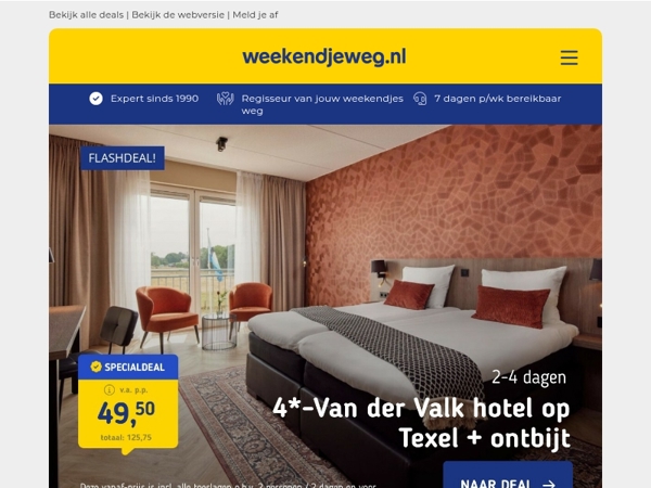 Van der Valk Texel + ontbijt v.a. 49,50 | Watertoren Zwolle + XXL bad v.a. 62,50 p.p.! ✨