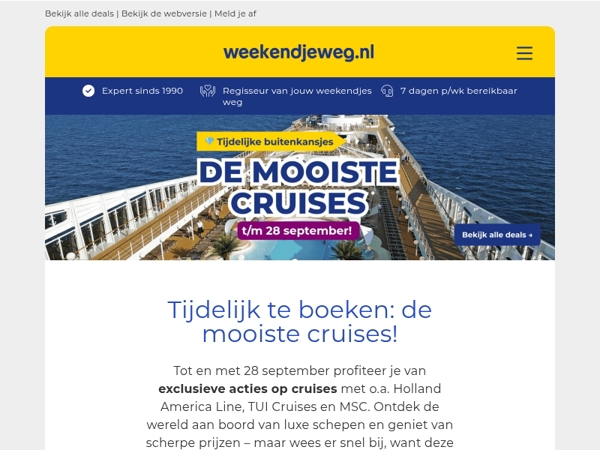🚢 Nieuw: profiteer nu van tijdelijke cruise-aanbiedingen – tijdelijk live t/m 28 september!