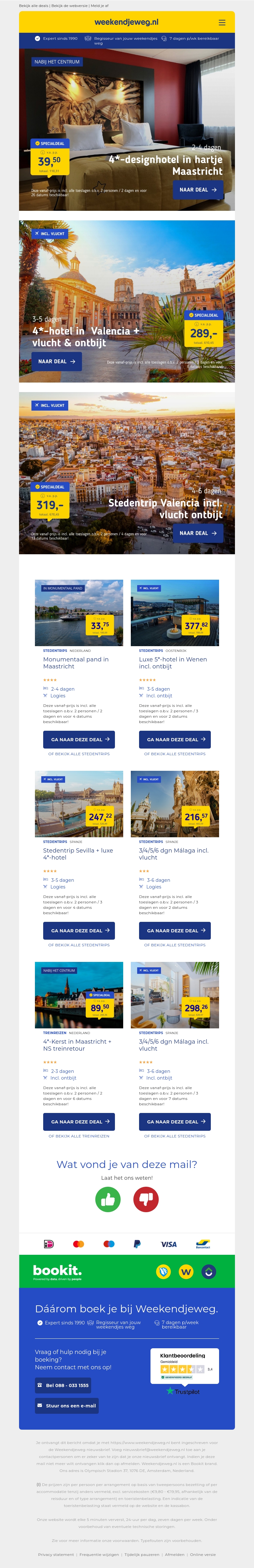 4*-designhotel in hartje Maastricht v.a. €39.50 per persoon | 4*-hotel in Valencia + vlucht & ontbijt v.a. €289 per persoon & meer 4*-designhotel in hartje Maastricht v.a. €39.50 per persoon | 4*-hotel in Valencia + vlucht & ontbijt v.a. €289 per persoon & meer