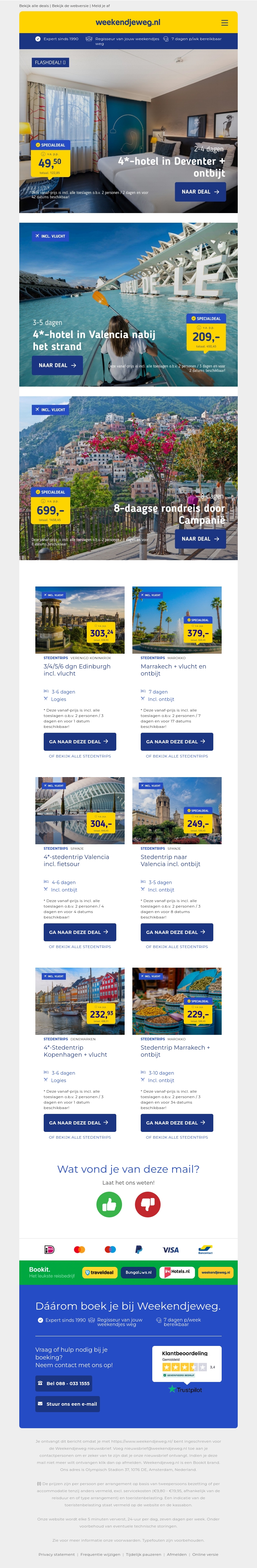 4*-hotel in Deventer + ontbijt v.a. €49.50 per persoon | 4*-hotel in Valencia nabij het strand v.a. €209 per persoon & meer 4*-hotel in Deventer + ontbijt v.a. €49.50 per persoon | 4*-hotel in Valencia nabij het strand v.a. €209 per persoon & meer