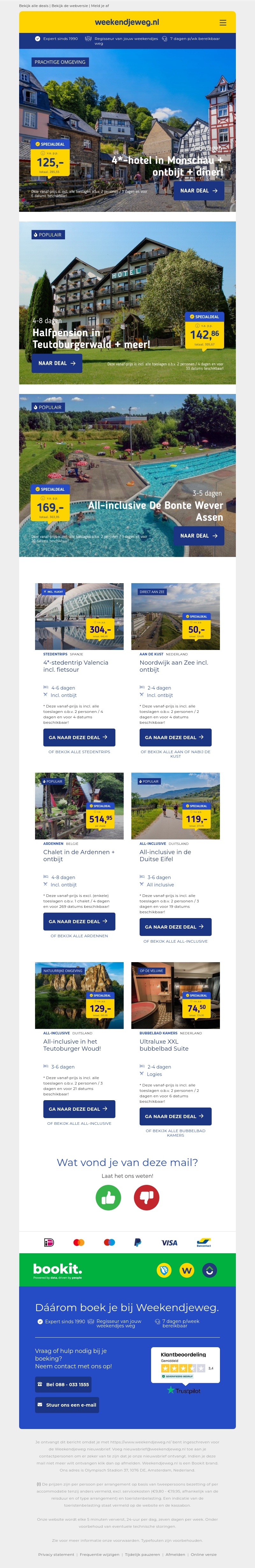 4*-hotel in Monschau + ontbijt + diner! v.a. €125 per persoon | Halfpension in Teutoburgerwald + meer! v.a. €142.86 per persoon & nog veel meer 4*-hotel in Monschau + ontbijt + diner! v.a. €125 per persoon | Halfpension in Teutoburgerwald + meer! v.a. €142.86 per persoon & nog veel meer