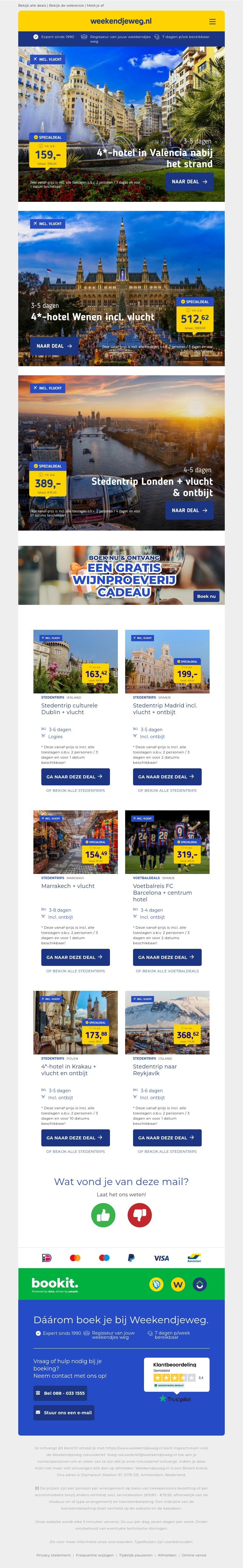 4*-hotel in Valencia nabij het strand v.a. €159 per persoon | 4*-hotel Wenen incl. vlucht v.a. €512.62 per persoon & meer 4*-hotel in Valencia nabij het strand v.a. €159 per persoon | 4*-hotel Wenen incl. vlucht v.a. €512.62 per persoon & meer