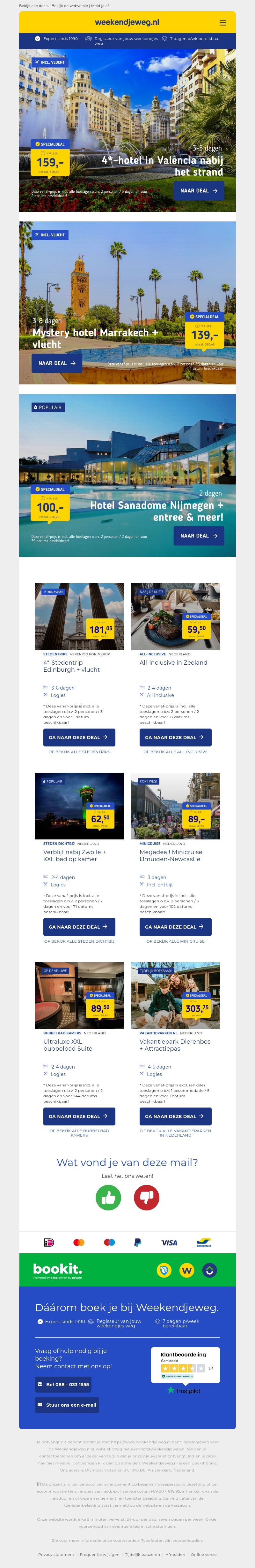 4*-hotel in Valencia nabij het strand v.a. €159 per persoon | Mystery hotel Marrakech + vlucht v.a. €139 per persoon & nog veel meer 4*-hotel in Valencia nabij het strand v.a. €159 per persoon | Mystery hotel Marrakech + vlucht v.a. €139 per persoon & nog veel meer