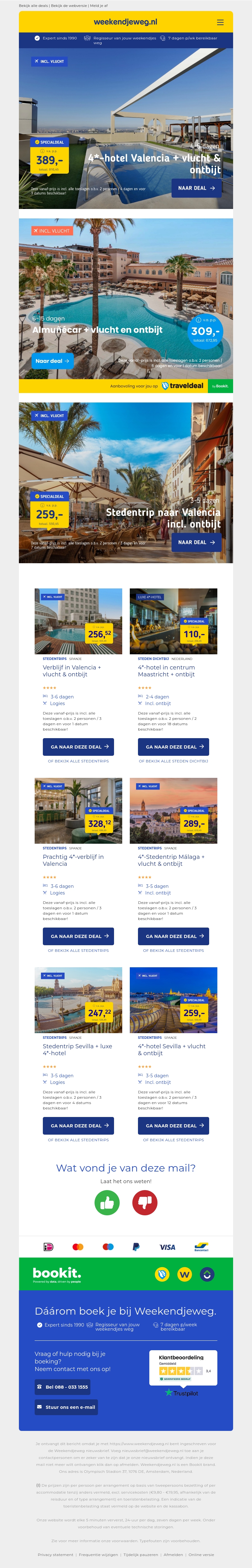 4*-hotel Valencia + vlucht & ontbijt v.a. €389 per persoon | Almuñécar + vlucht en ontbijt v.a. €309 per persoon & meer 4*-hotel Valencia + vlucht & ontbijt v.a. €389 per persoon | Almuñécar + vlucht en ontbijt v.a. €309 per persoon & meer