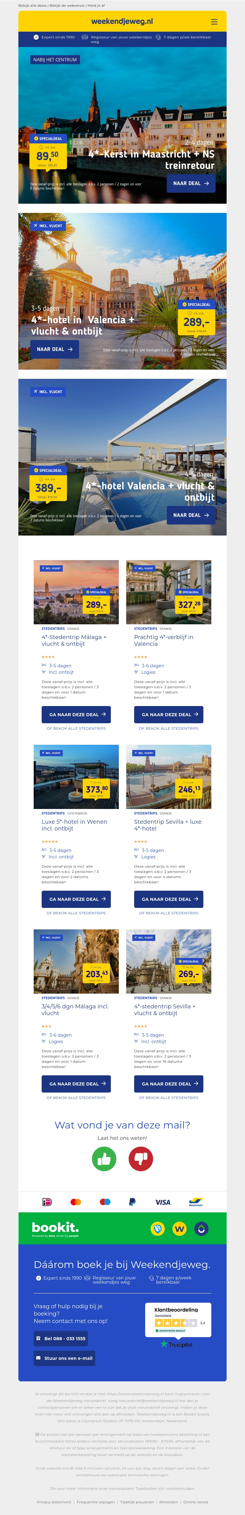 4*-Kerst in Maastricht + NS treinretour v.a. €89.50 per persoon | 4*-hotel in Valencia + vlucht & ontbijt v.a. €289 per persoon & meer 4*-Kerst in Maastricht + NS treinretour v.a. €89.50 per persoon | 4*-hotel in Valencia + vlucht & ontbijt v.a. €289 per persoon & meer
