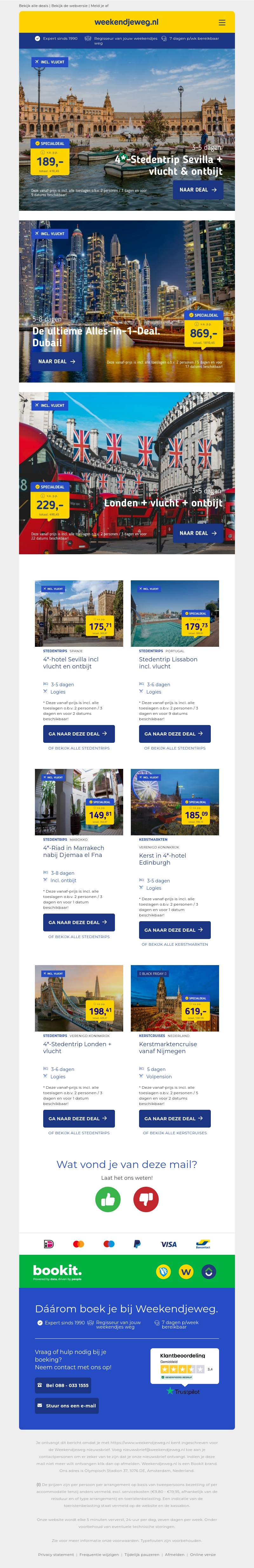 4*-Stedentrip Sevilla + vlucht & ontbijt v.a. €189 per persoon | De ultieme Alles-in-1-Deal: Dubai! v.a. €869 per persoon & meer 4*-Stedentrip Sevilla + vlucht & ontbijt v.a. €189 per persoon | De ultieme Alles-in-1-Deal: Dubai! v.a. €869 per persoon & meer