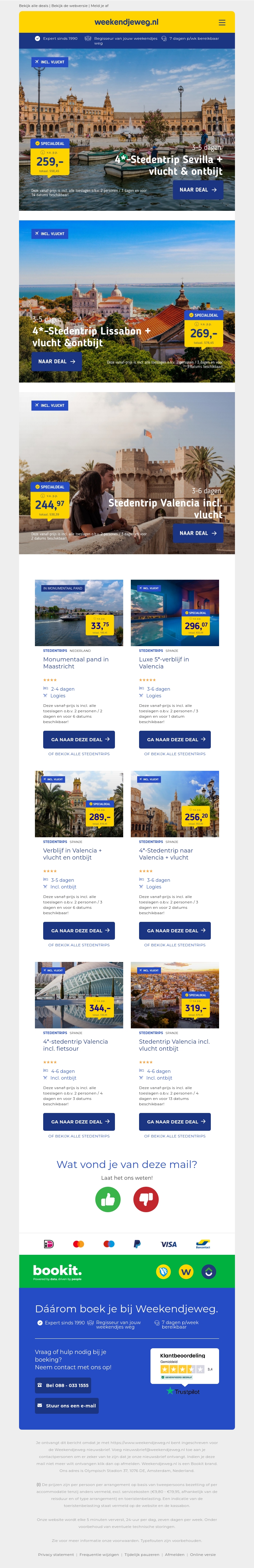 4*-Stedentrip Sevilla + vlucht & ontbijt v.a. €259 per persoon | 4*-Stedentrip Lissabon + vlucht &ontbijt v.a. €269 per persoon & meer 4*-Stedentrip Sevilla + vlucht & ontbijt v.a. €259 per persoon | 4*-Stedentrip Lissabon + vlucht &ontbijt v.a. €269 per persoon & meer