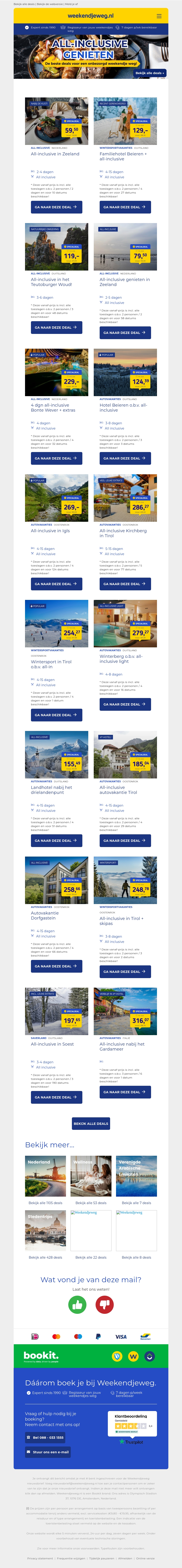 🤩 Geniet zonder zorgen: All-inclusive weekendjes weg vanaf €59,50 pp! 🔥 🤩 Geniet zonder zorgen: All-inclusive weekendjes weg vanaf €59,50 pp! 🔥