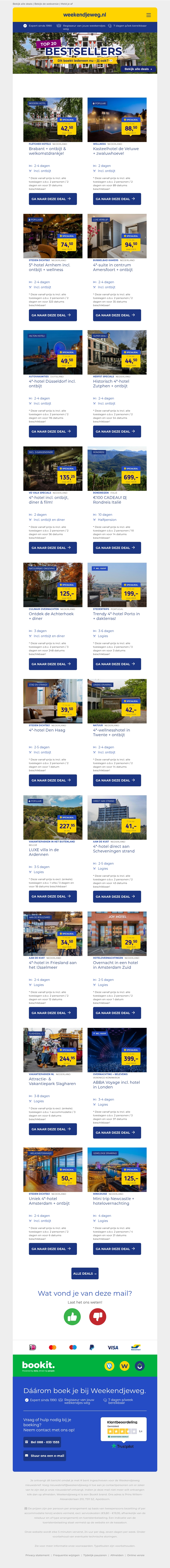 Iedereen boekte deze 20 deals, jij ook? 👀 Brabant + ontbijt & welkomstdrankje 42,50 & MEER! 🔥 Iedereen boekte deze 20 deals, jij ook? 👀 Brabant + ontbijt & welkomstdrankje 42,50 & MEER! 🔥
