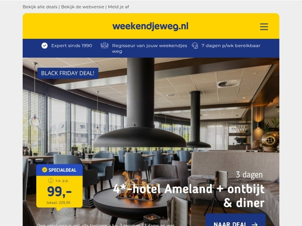 🔥 Black Friday Fletcher Specials: 3 dagen 4*-hotel incl. ontbijt, diner & gratis parkeren v.a. SLECHTS 95,- p.p.! 🖤⚡