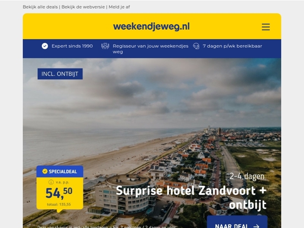 🎉 Surprise 4*-hotel Zandvoort + ontbijt v.a. 54,50 | 🚲 Fietsvakantie Drenthe + bagagevervoer v.a. 255 p.p.!