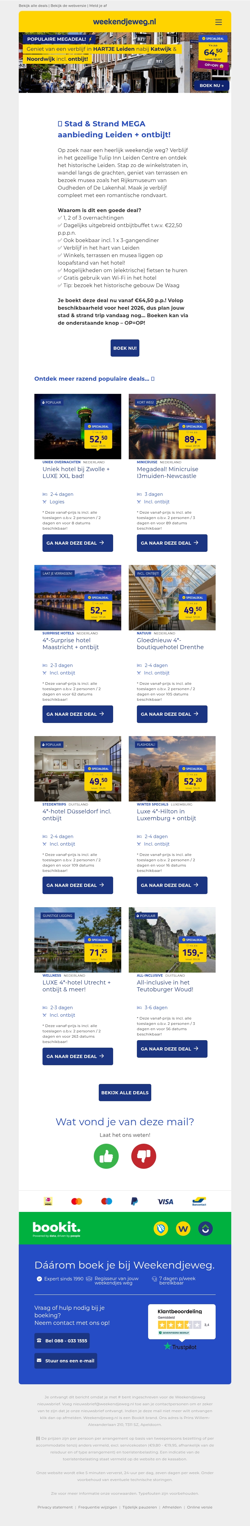 Stad & Strand MEGA aanbieding Leiden + ontbijt 64,50 p.p.! 💥 Stad & Strand MEGA aanbieding Leiden + ontbijt 64,50 p.p.! 💥