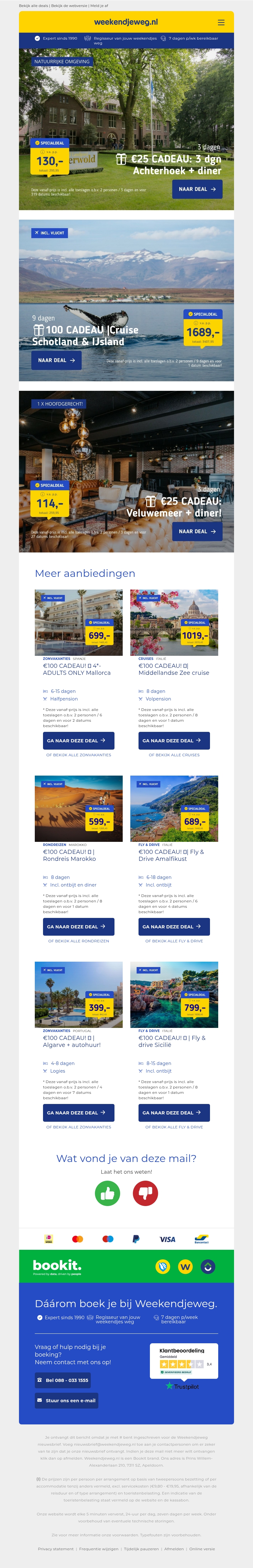 Aanbiedingen met GRATIS weekendjeweg.nl tegoed! 🎁 3 dgn Achterhoek + diner 130 | Holland America Line cruise & meer! Aanbiedingen met GRATIS weekendjeweg.nl tegoed! 🎁 3 dgn Achterhoek + diner 130 | Holland America Line cruise & meer!