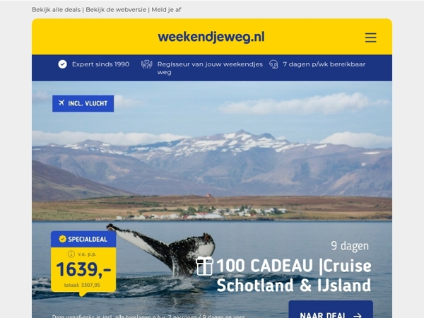🌞 Vroegboek Vakanties: Cruise Schotland & IJsland | Zonvakantie Tenerife | Middellandse Zee Cruise & meer!