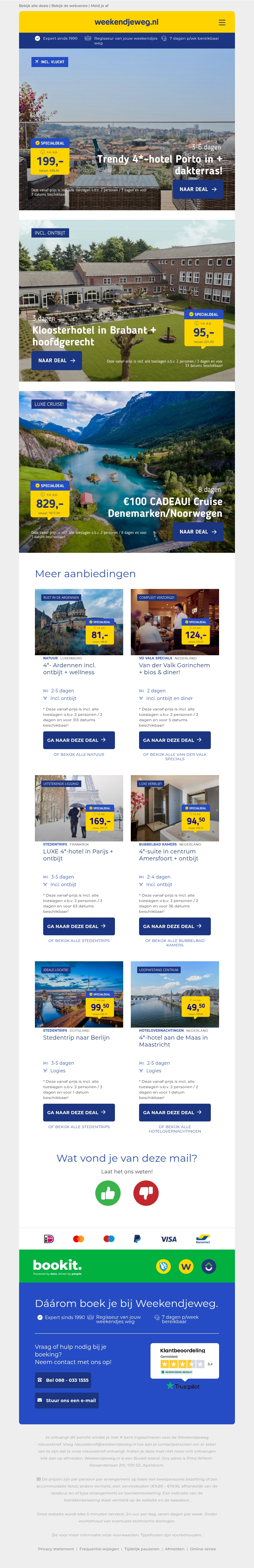 Stedentrip Porto + 4*-hotel met dakterras v.a. 199 | 3 dgn Kloosterhotel Brabant + diner v.a. 95 p.p.! Stedentrip Porto + 4*-hotel met dakterras v.a. 199 | 3 dgn Kloosterhotel Brabant + diner v.a. 95 p.p.!