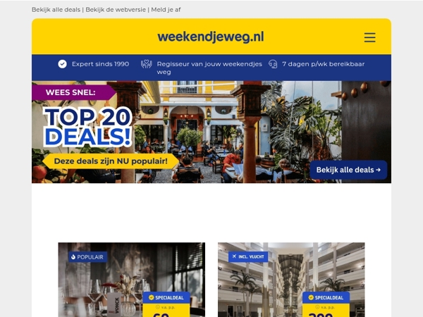 TOP 20! 🔥 3 dgn 4*-hotel Vechtdal + ontbijt + 3-gangendiner + extra's v.a. 74,- p.p. | Extra voordelig naar Sevilla + vlucht & ontbijt v.a. 299,- p.p. & NOG VEEL MEER!