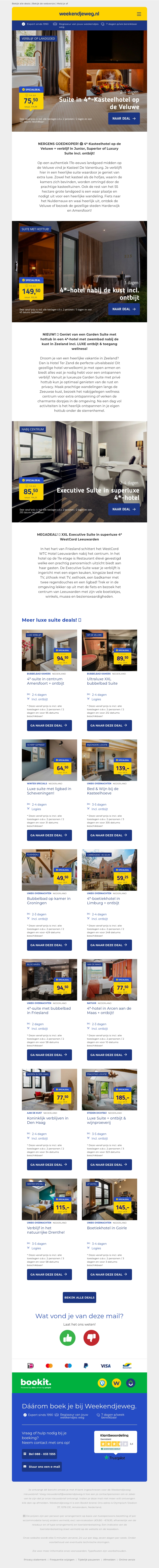 💎 Luxe SUITE deals! ✨ Suite naar keuze in 4*-kasteelhotel Veluwe €80,50 pp | 3 dgn in Garden Suite Zeeland €149,50 pp | Executive suite in 4*-hotel Leeuwarden €85,50 pp! 💎 Luxe SUITE deals! ✨ Suite naar keuze in 4*-kasteelhotel Veluwe €80,50 pp | 3 dgn in Garden Suite Zeeland €149,50 pp | Executive suite in 4*-hotel Leeuwarden €85,50 pp!