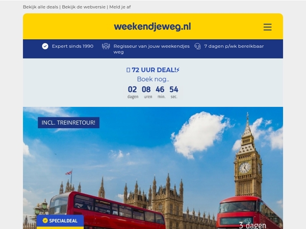 🚨 72 UUR DEAL! ⚡Eurostar naar Londen: incl. 2 nachten met ontbijt NU 279 p.p.! 🤯