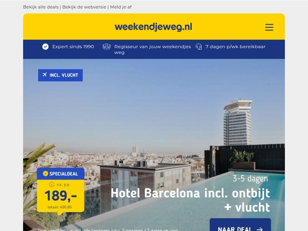 Citytrip Barcelona + rooftop met zwembad v.a. 189 | Verblijf bij de kust in Zeeland + ontbijt v.a. 26,50 p.p.! 😱