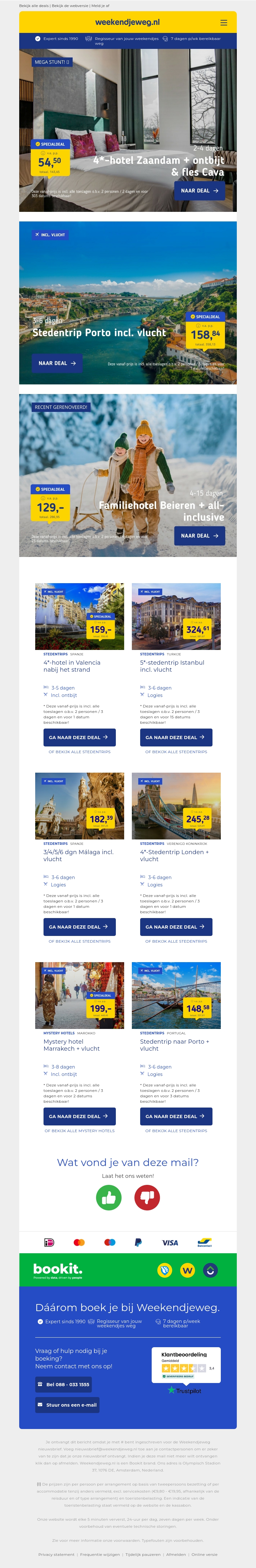 4*-hotel Zaandam + ontbijt & fles Cava v.a. €54.50 per persoon | Stedentrip Porto incl. vlucht v.a. €158.84 per persoon & nog veel meer 4*-hotel Zaandam + ontbijt & fles Cava v.a. €54.50 per persoon | Stedentrip Porto incl. vlucht v.a. €158.84 per persoon & nog veel meer