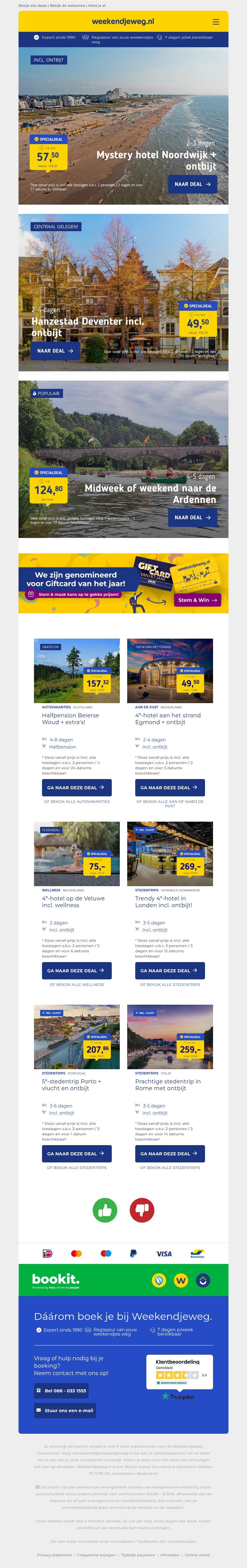 NU populair! 🔥 4*-MYSTERY hotel Noordwijk + ontbijt v.a. 57,50 p.p. | Deventer + ontbijt & GRATIS parkeren v.a. 49,50 p.p.! NU populair! 🔥 4*-MYSTERY hotel Noordwijk + ontbijt v.a. 57,50 p.p. | Deventer + ontbijt & GRATIS parkeren v.a. 49,50 p.p.!