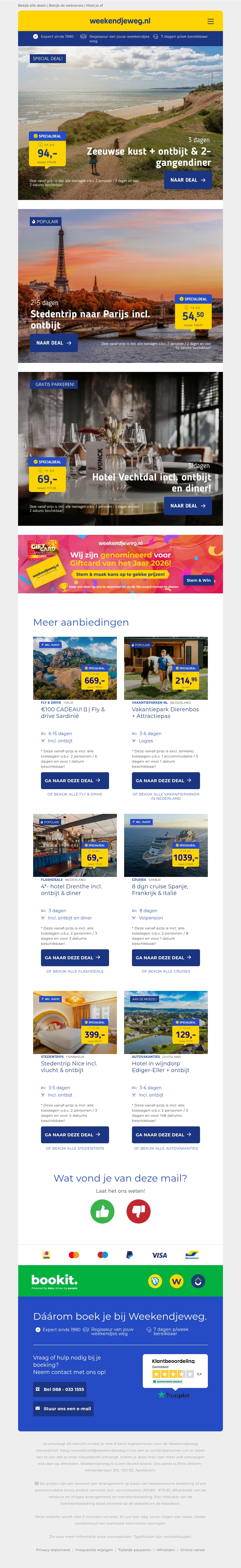 OP=OP LAST MINUTE! ⚡ 3 dgn aan de kust Zeeland + diner v.a. 94 | Stedentrip Parijs incl. 🥐 v.a. 45,45 p.p.! OP=OP LAST MINUTE! ⚡ 3 dgn aan de kust Zeeland + diner v.a. 94 | Stedentrip Parijs incl. 🥐 v.a. 45,45 p.p.!
