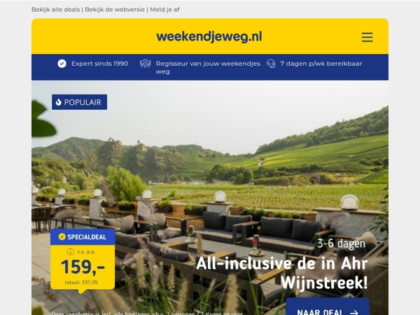 Weekendje Duitsland? 🇩🇪 3 dgn all-inclusive in het Ahrdal v.a. €149 p.p. | 4 dgn all-inclusive in het Harzgebergte v.a. €149 p.p. | 4*-Hilton hotel Düsseldorf + ontbijt v.a. €49,50 p.p.!