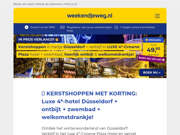 🎁 Kerstshoppen met KORTING: LUXE 4*-Crowne Plaza hotel Düsseldorf + zwembad + ontbijt + welkomstdrankje SLECHTS 49,50 p.p.! 🎄✨