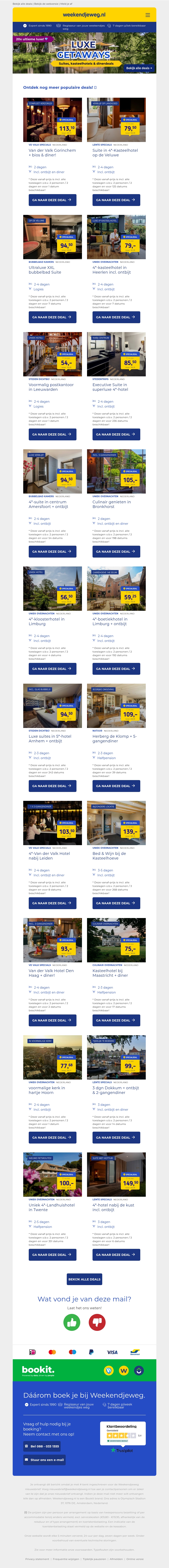 💎 Luxe Getaways vanaf 54,- p.p.! 🧡👉 Suites, kasteelhotels & dinerdeals MEER! 😍 💎 Luxe Getaways vanaf 54,- p.p.! 🧡👉 Suites, kasteelhotels & dinerdeals MEER! 😍
